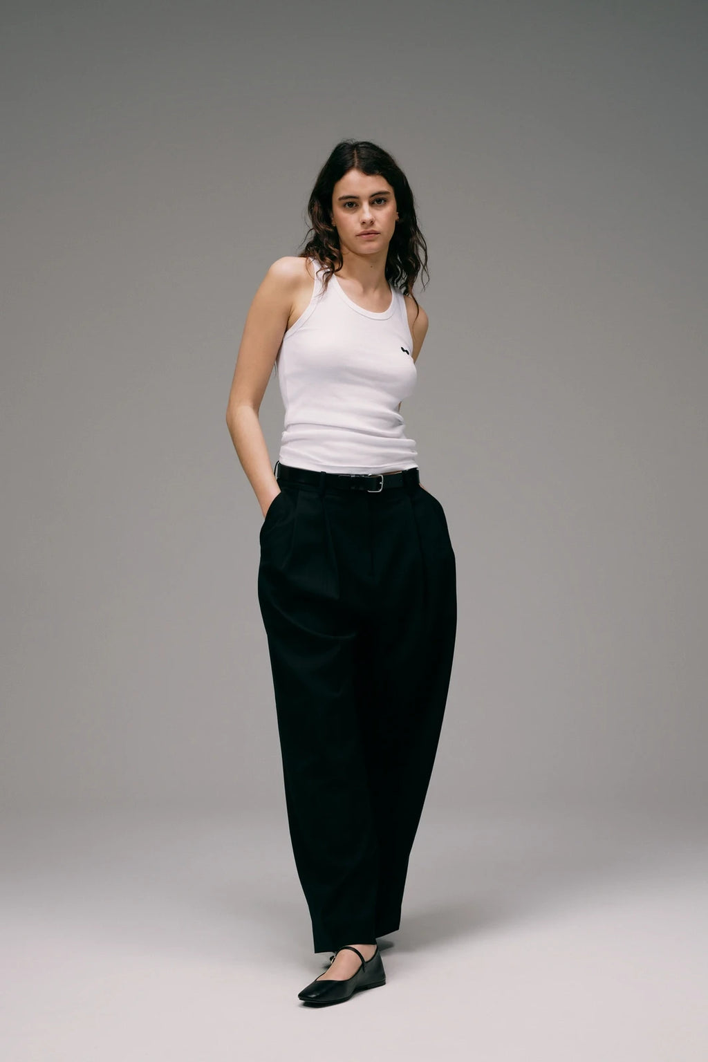 Débardeur Marcel Blanc Femme avec Logo