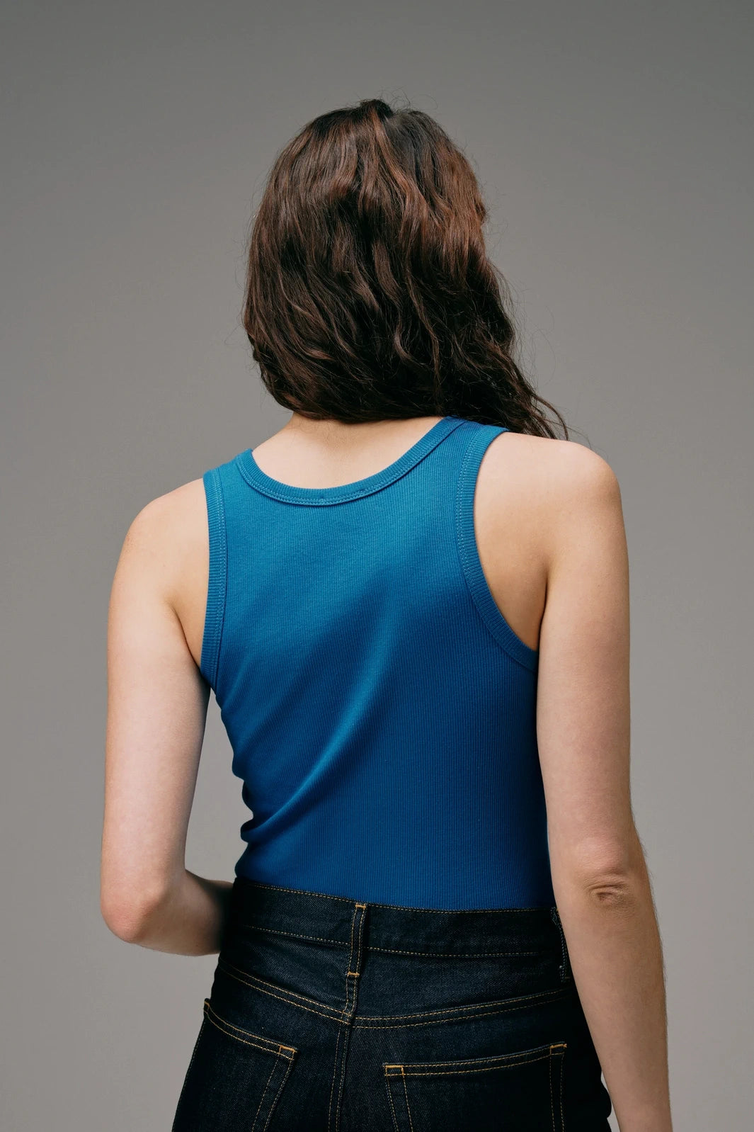 Dos Débardeur Marcel Femme Bleu Marine en coton
