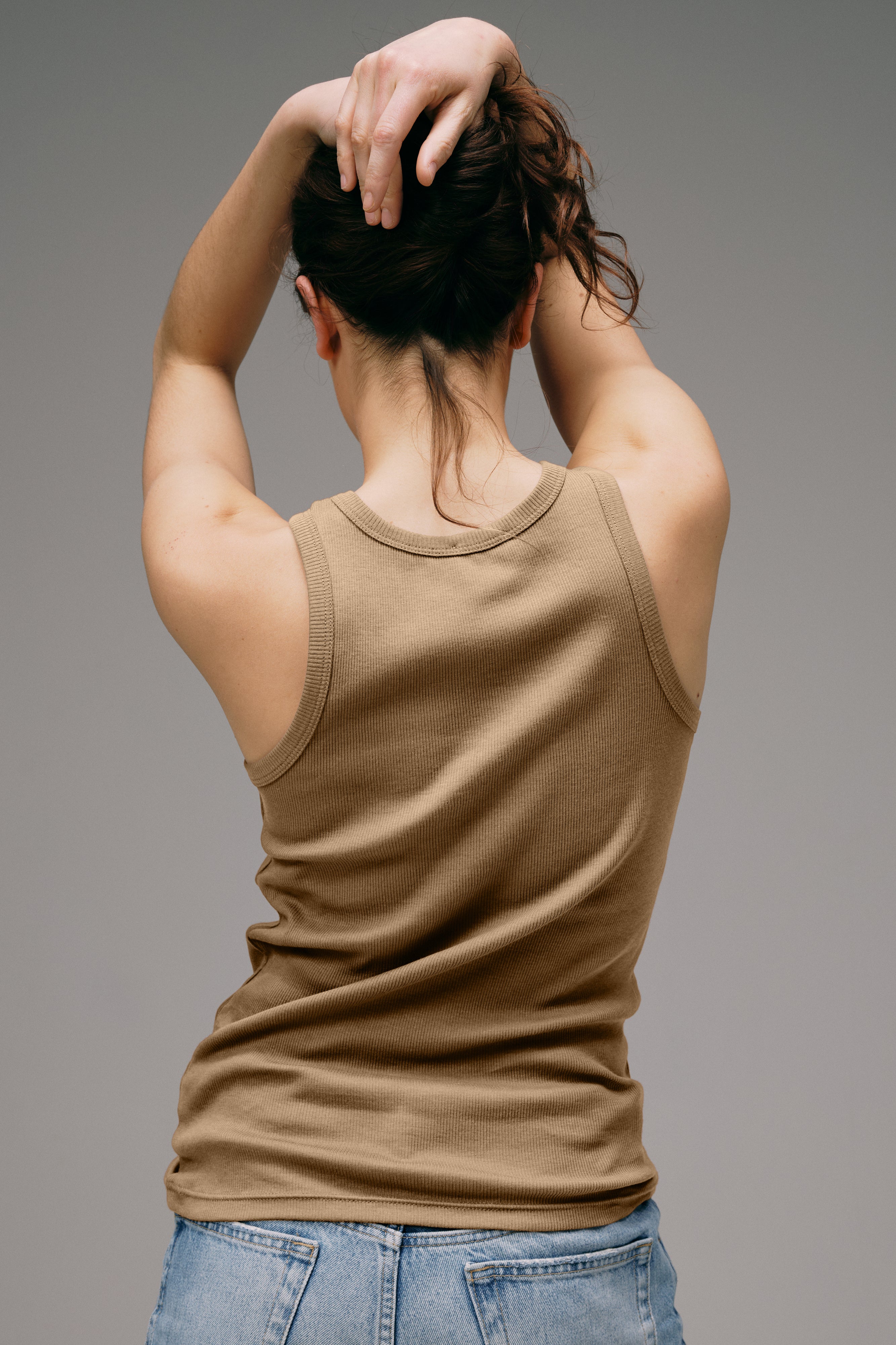 Dos Débardeur Marcel femme made in France beige Kraft