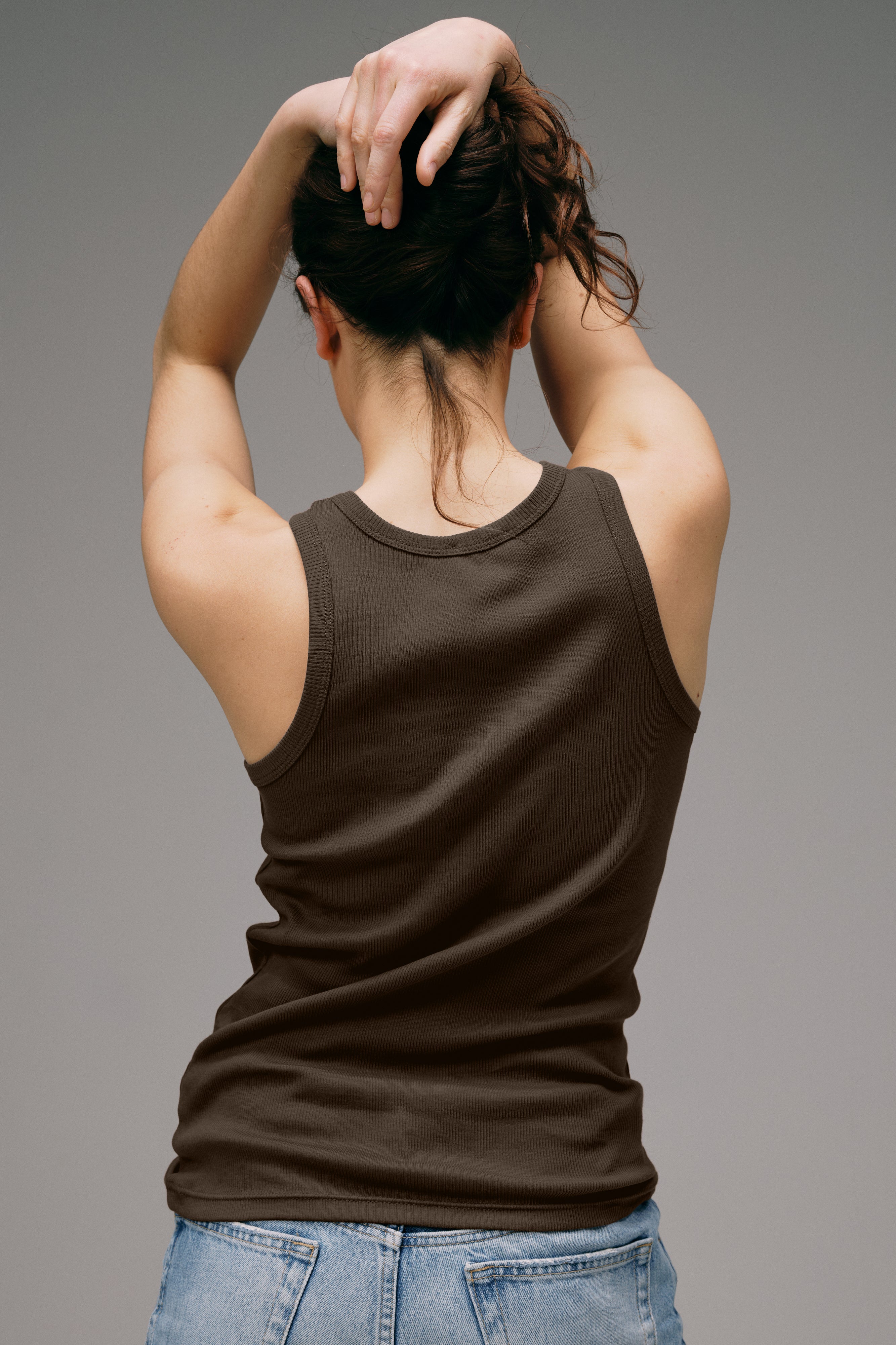 Débardeur femme Marron en coton Cotelé