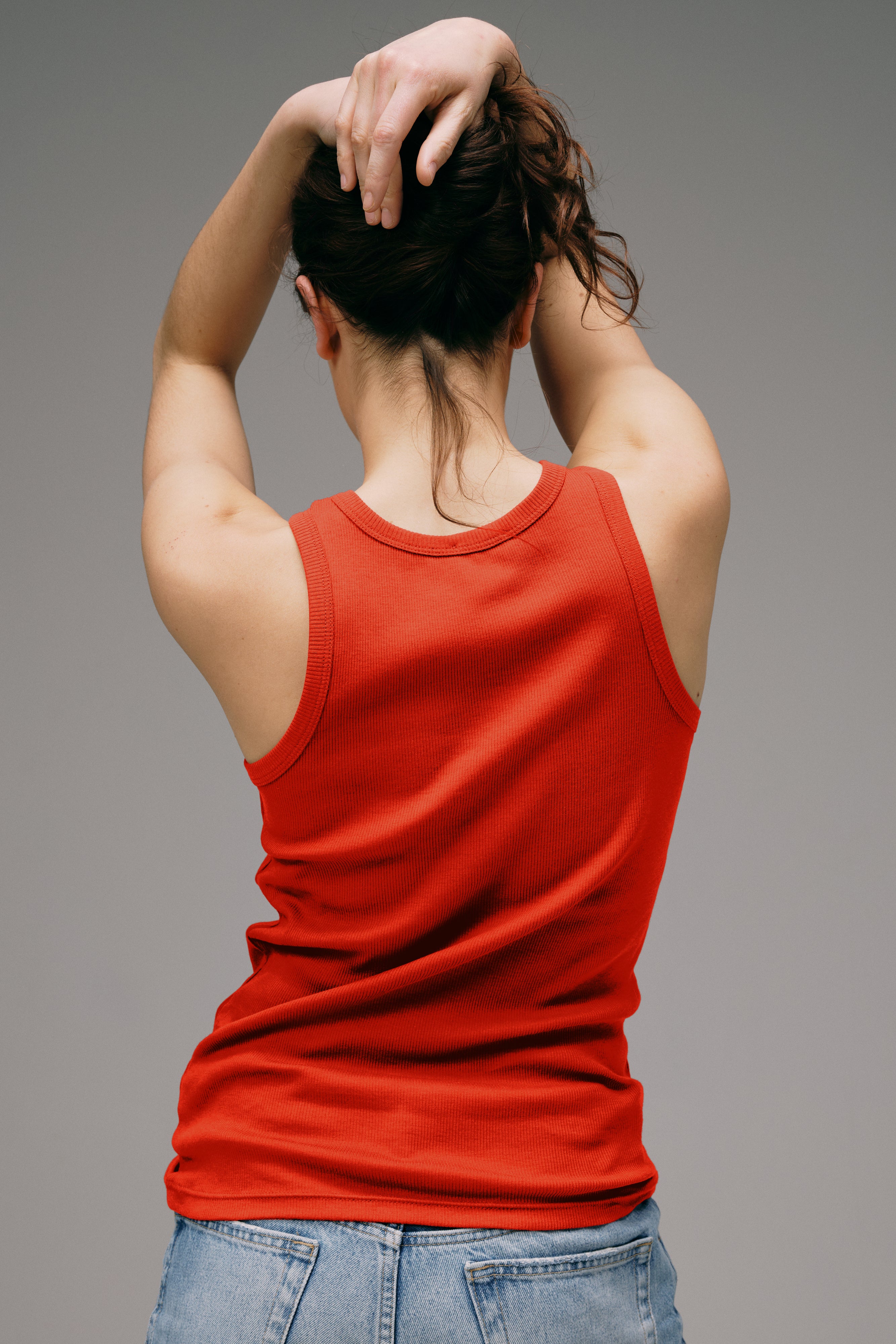 Dos Débardeur Marcel femme en coton orange