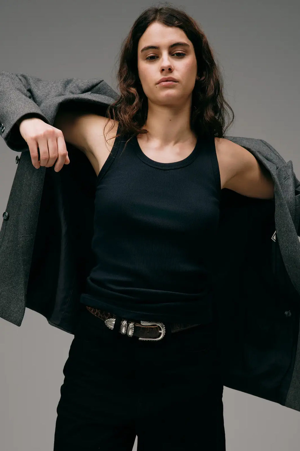 Débardeur Femme Marcel Signature - Noir Charbon