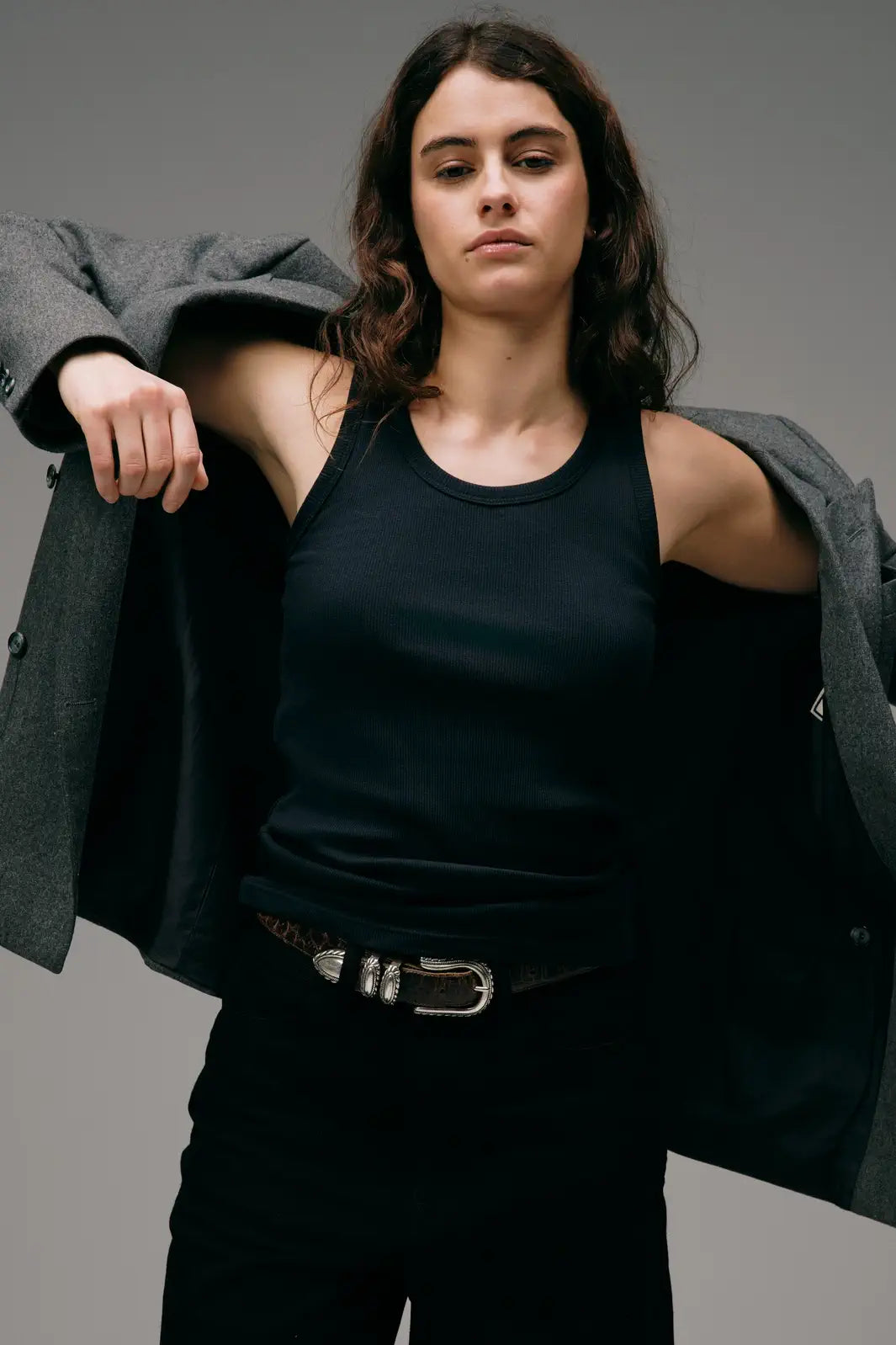 Débardeur Femme Marcel Signature - Noir Charbon