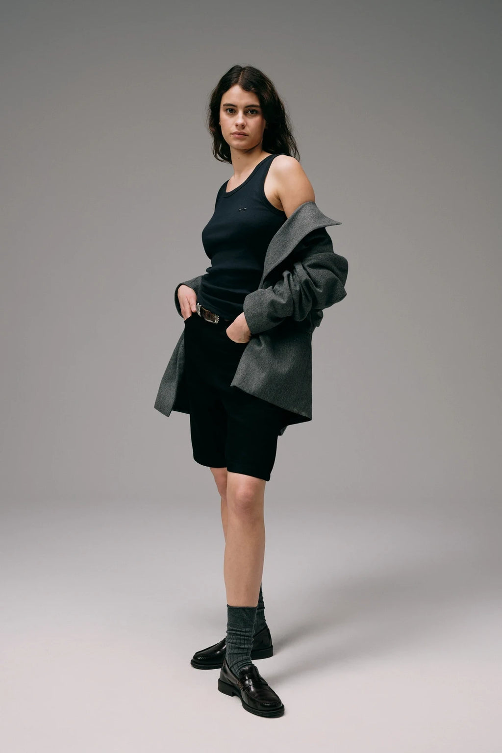 Débardeur Marcel Noir Femme avec Logo