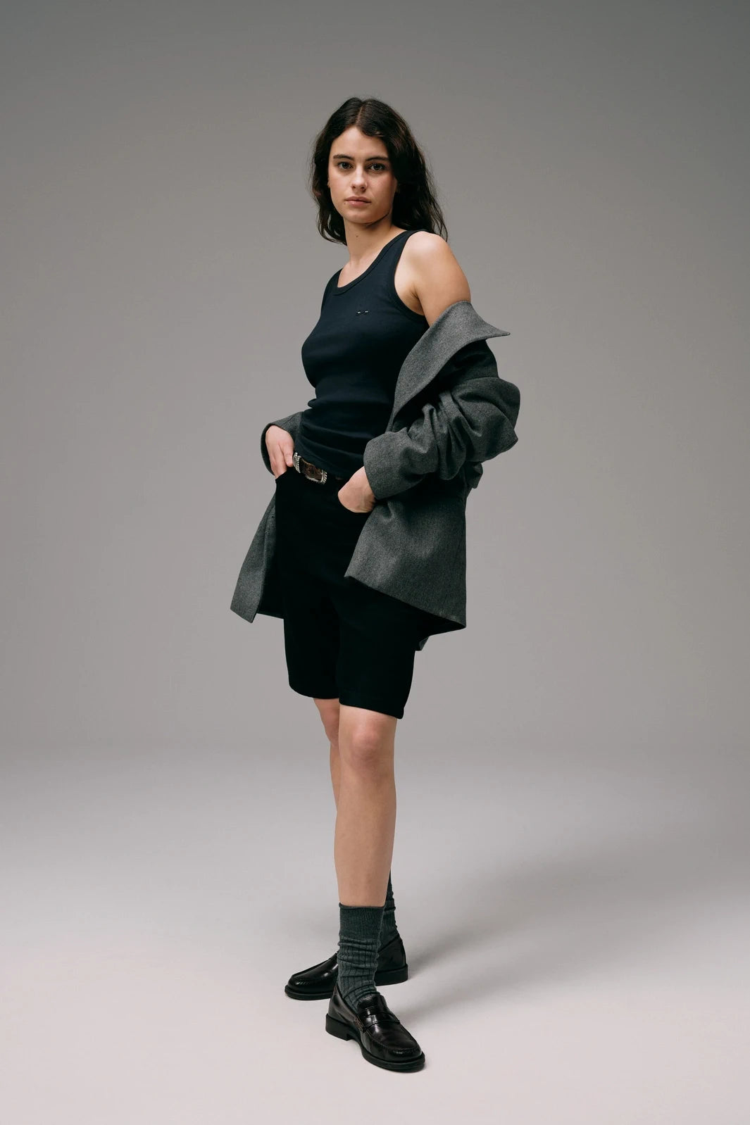 Débardeur Marcel Noir Femme avec Logo