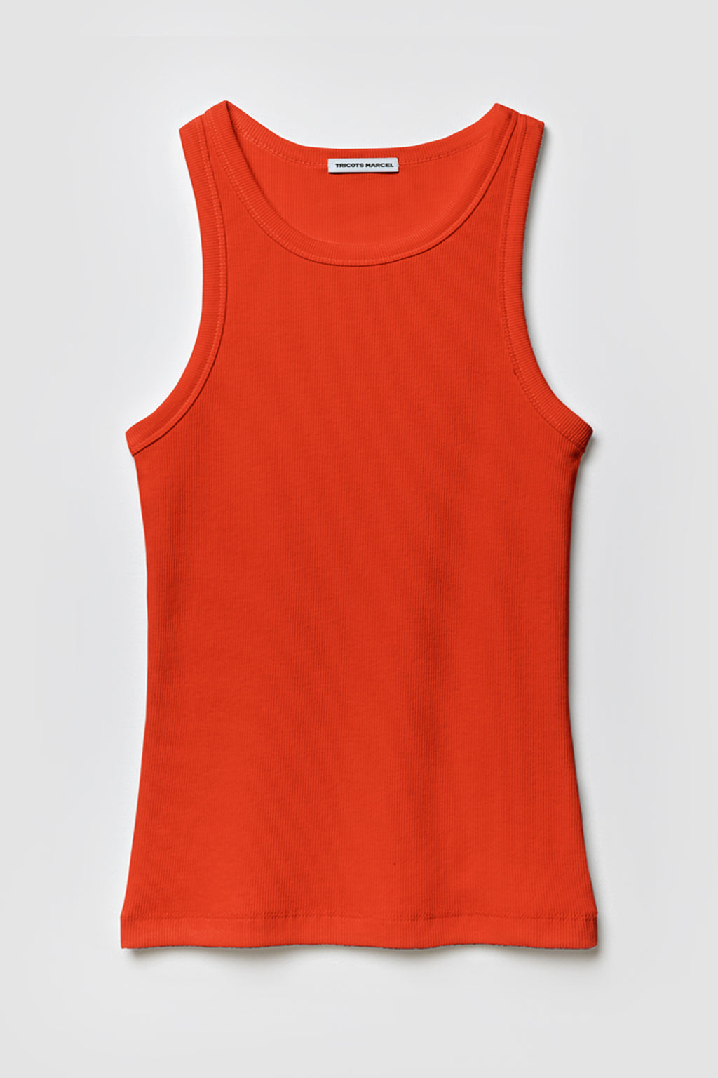 Débardeur Femme Top Marcel gris en coton extensible côtelé