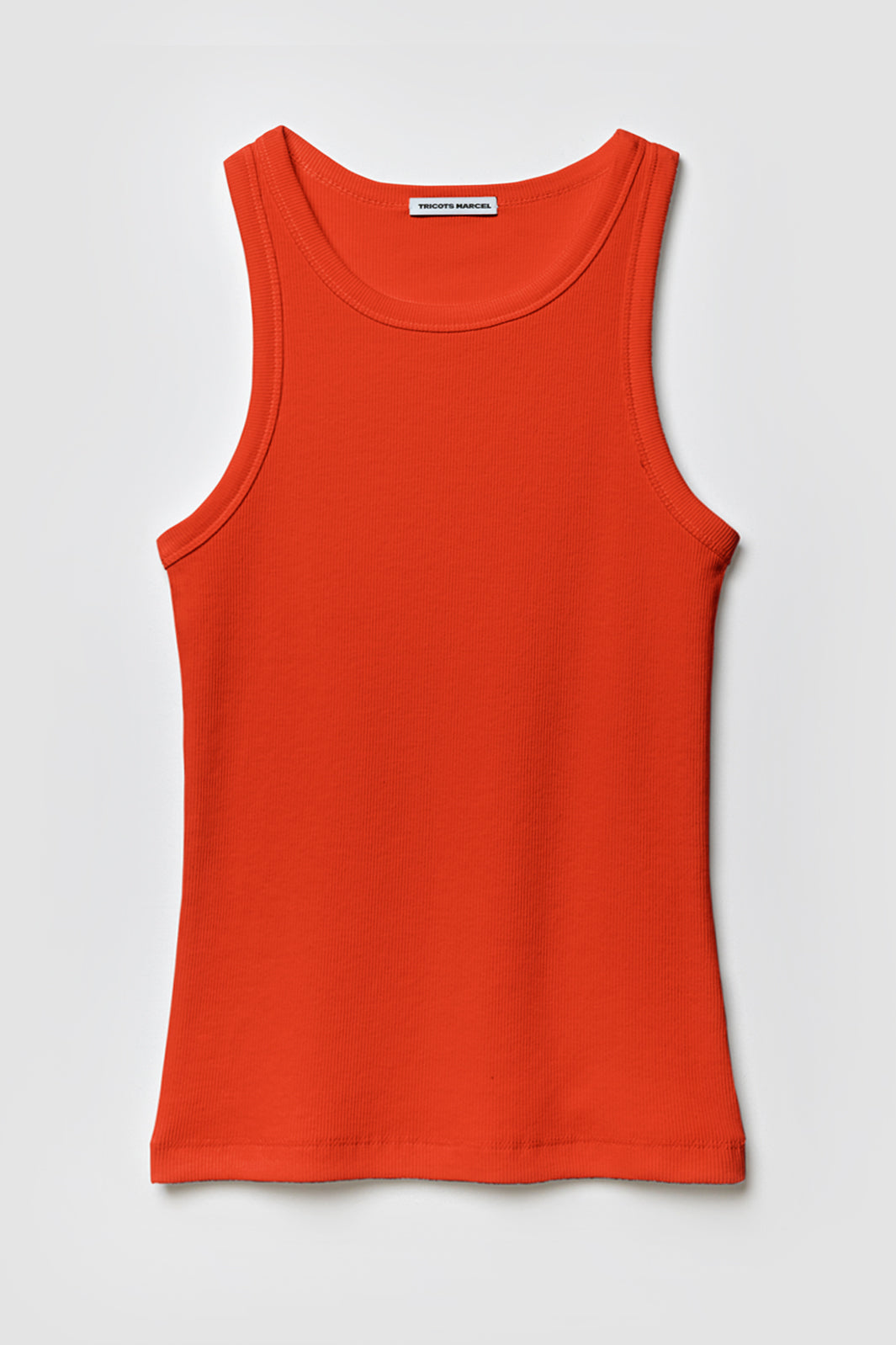 Débardeur Femme Top Marcel gris en coton extensible côtelé