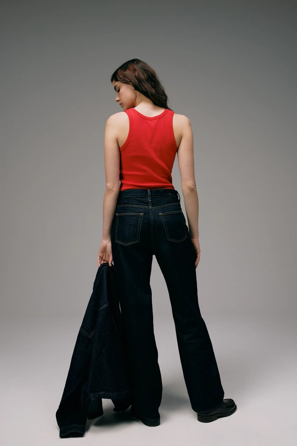 Dos Débardeur Marcel Rouge Femme Logo