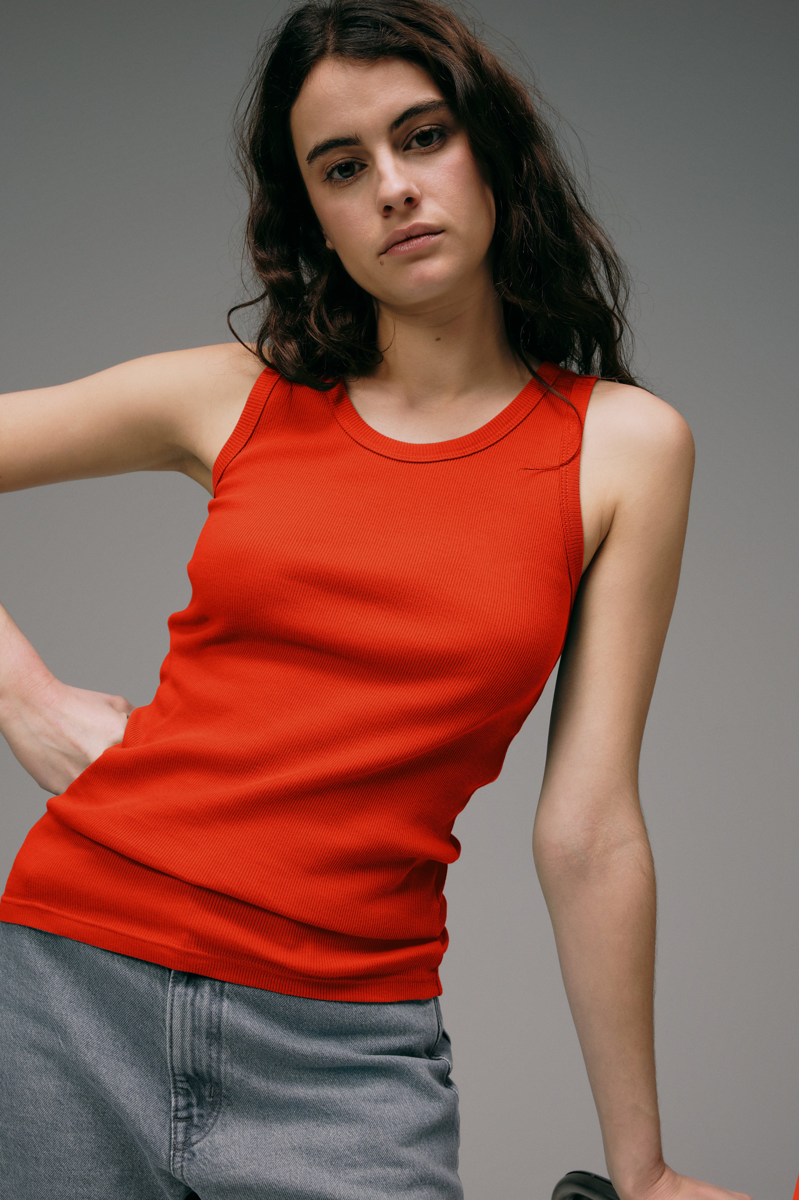 Débardeur Marcel femme Made in France orange