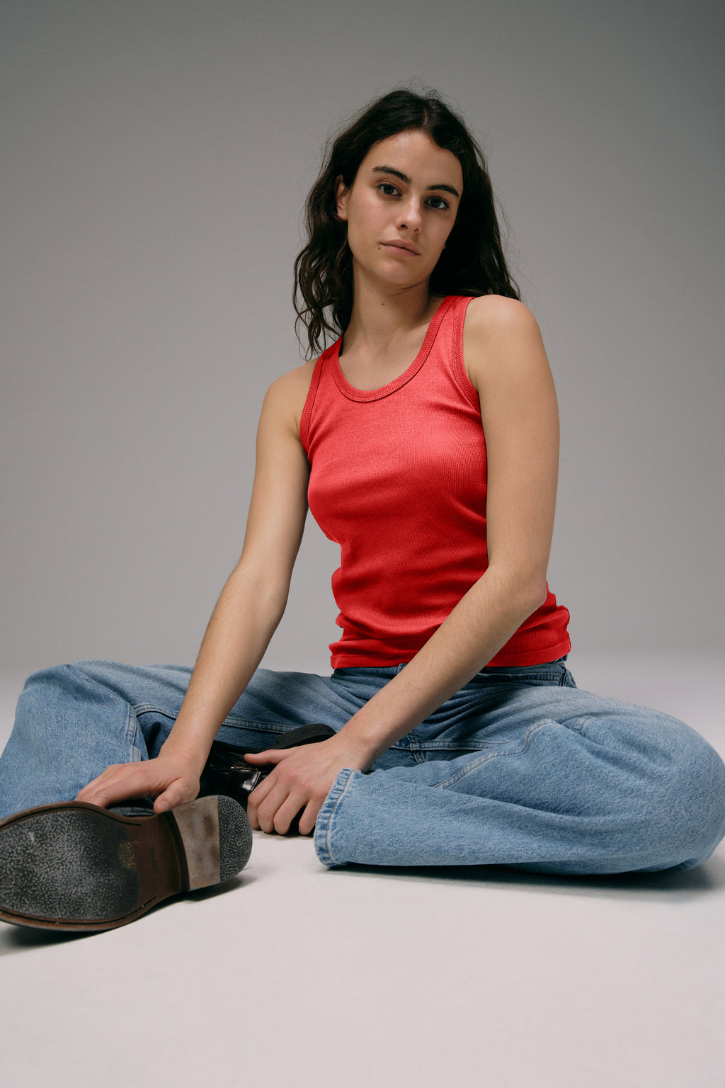 Débardeur Marcel femme en coton orange