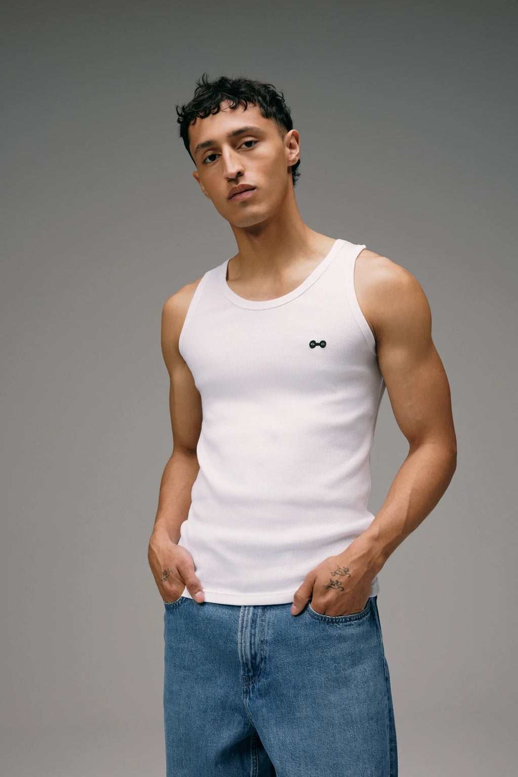 Débardeur Marcel Homme Blanc avec Logo
