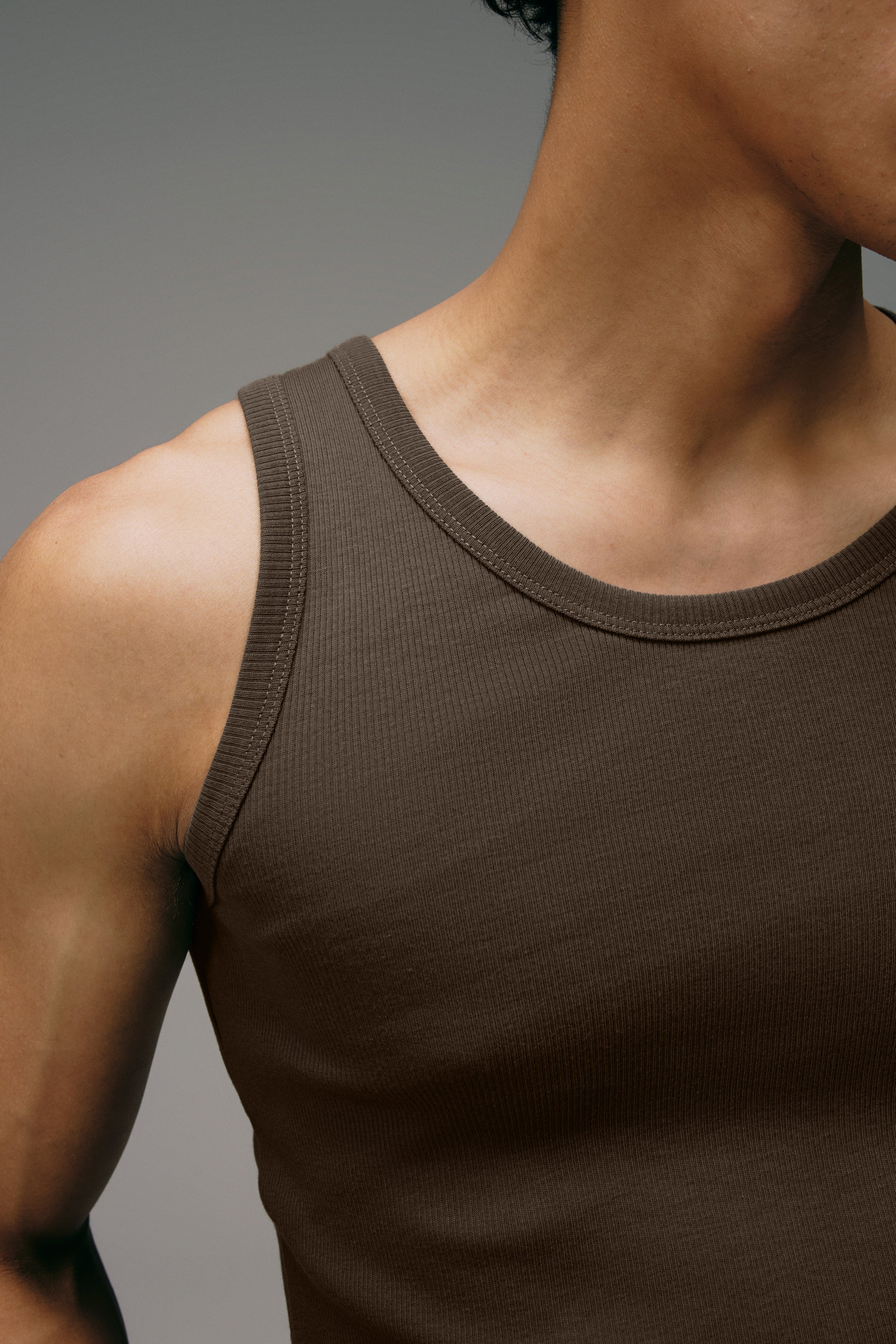 Débardeur Homme Marron en coton Cotelé