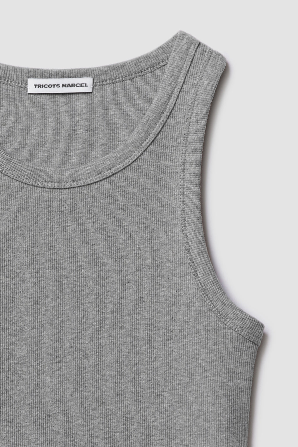 Débardeur Femme Top Marcel Gris en coton extensible côtelé