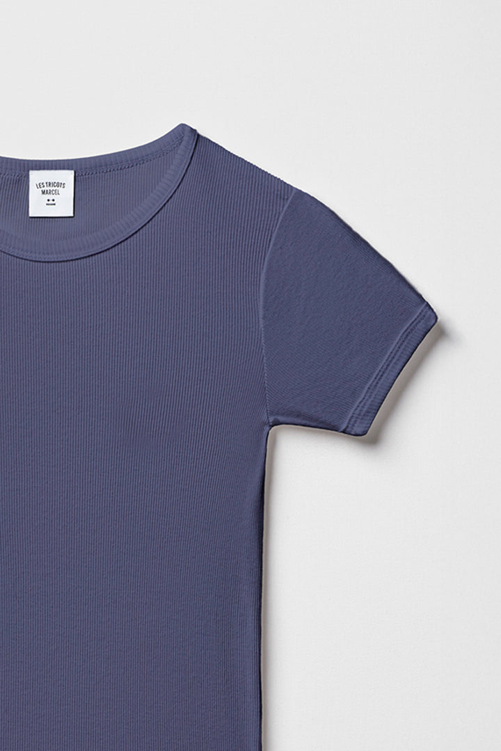 Maillot de corps violet en coton côtelé fabriqué en france