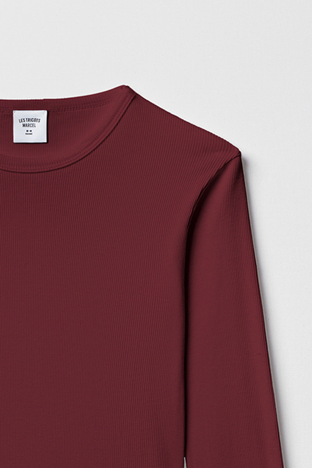Maillot de corps Bordeaux manches longues en coton côtelé fabriqué en france