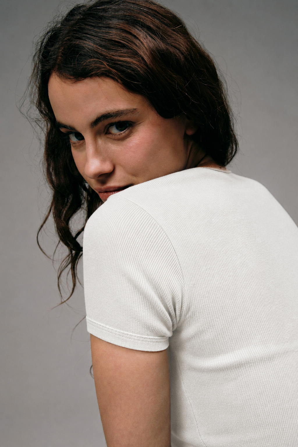 Maillot de Corps Femme Ecru en coton pima côtelé