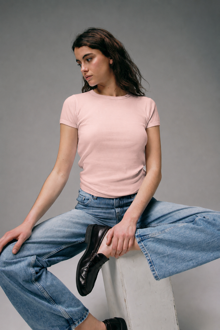 Maillot de Corps Femme Rose en coton pima