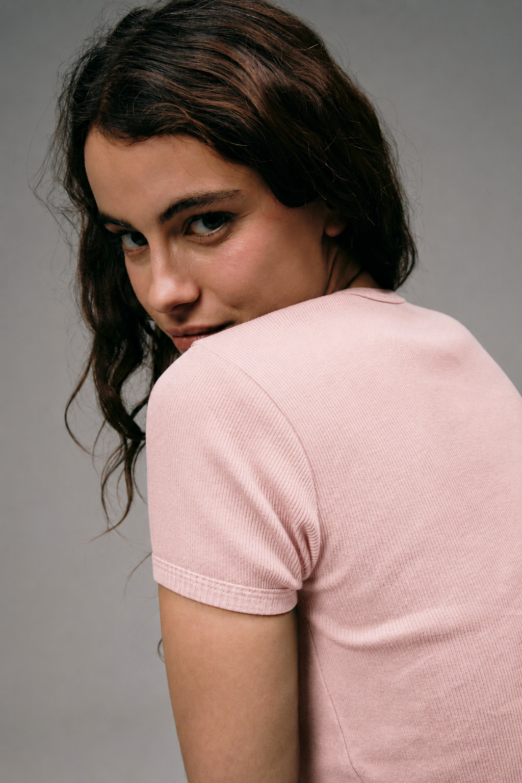 Maillot de Corps Femme Rose en coton pima cotelé