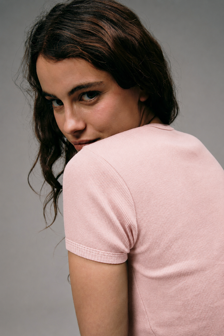 Maillot de Corps Femme Rose en coton pima cotelé
