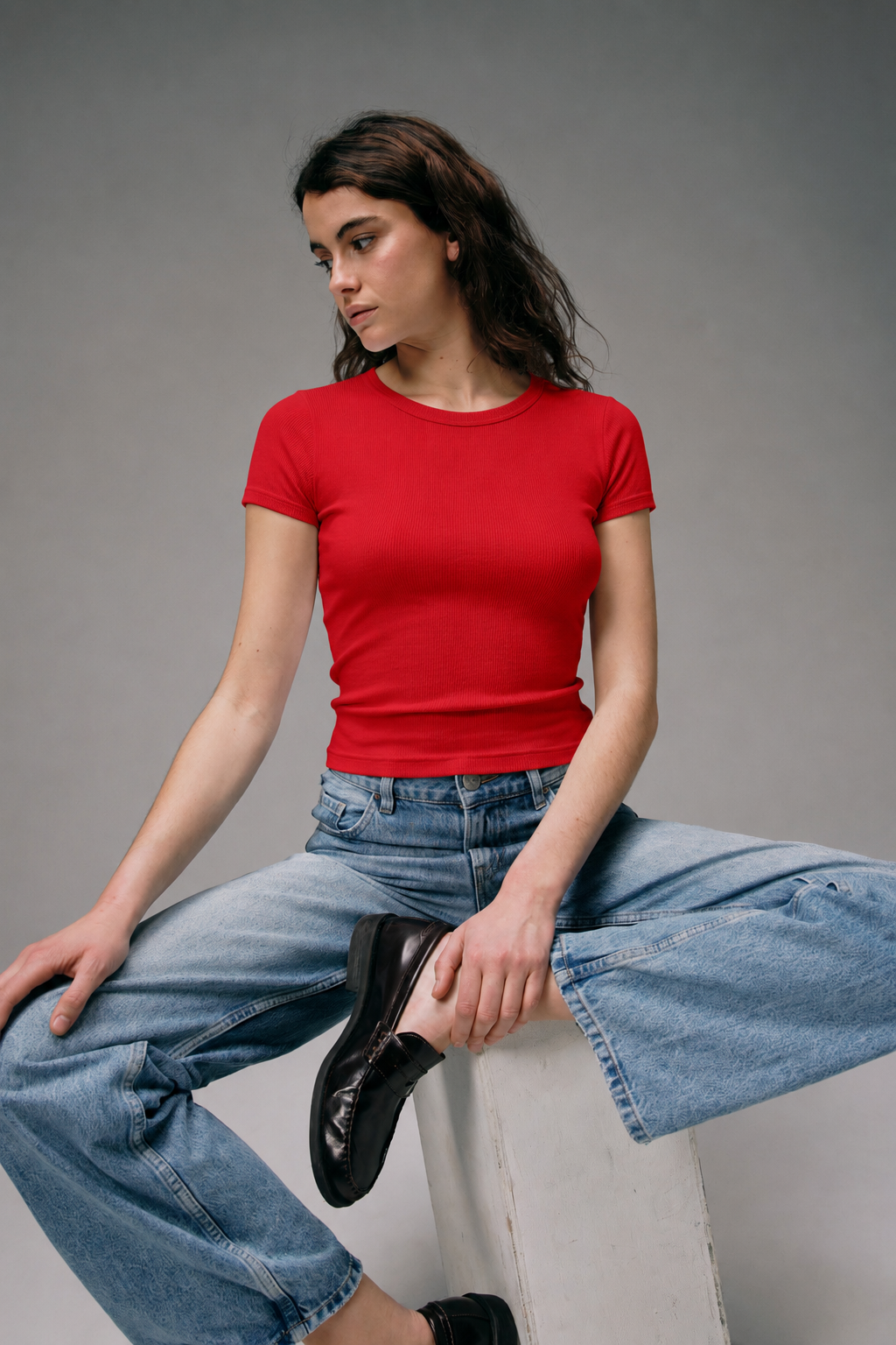 Maillot de Corps Femme Rouge en coton pima