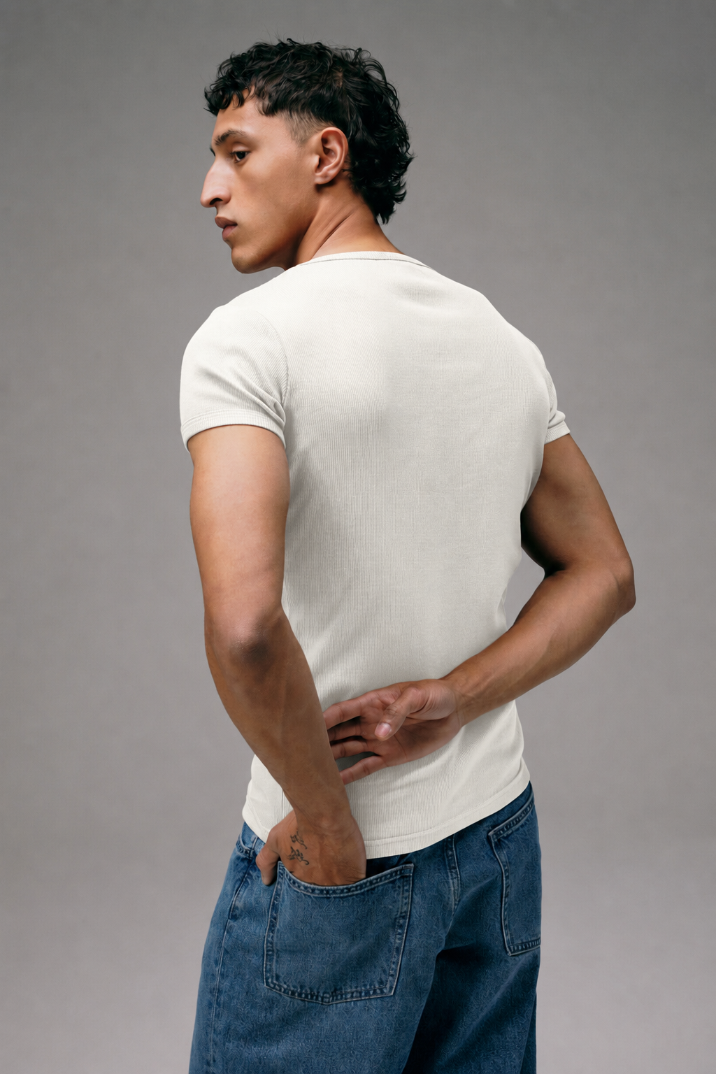 Maillot de Corps Homme Ecru en coton pima cotelé