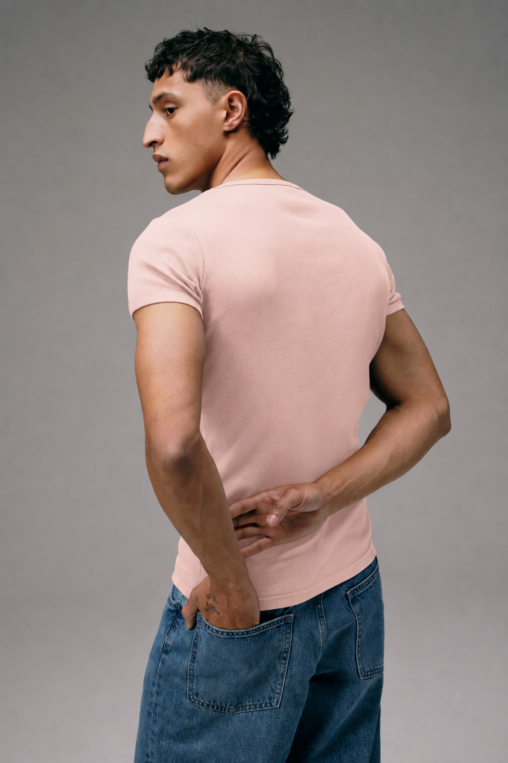 Maillot de Corps Homme Rose en coton pima cotelé