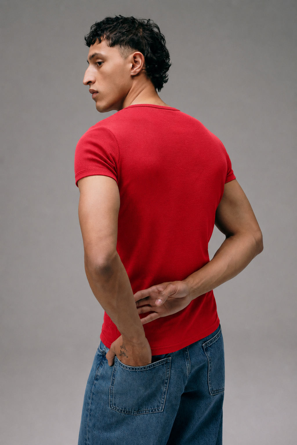 Maillot de Corps Homme Rouge en coton pima côtelé