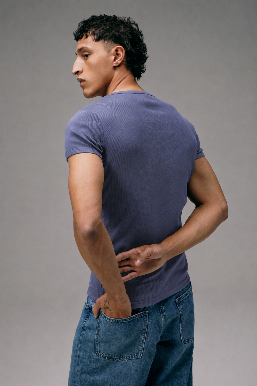 Maillot de Corps Homme Violet en coton pima côtelé