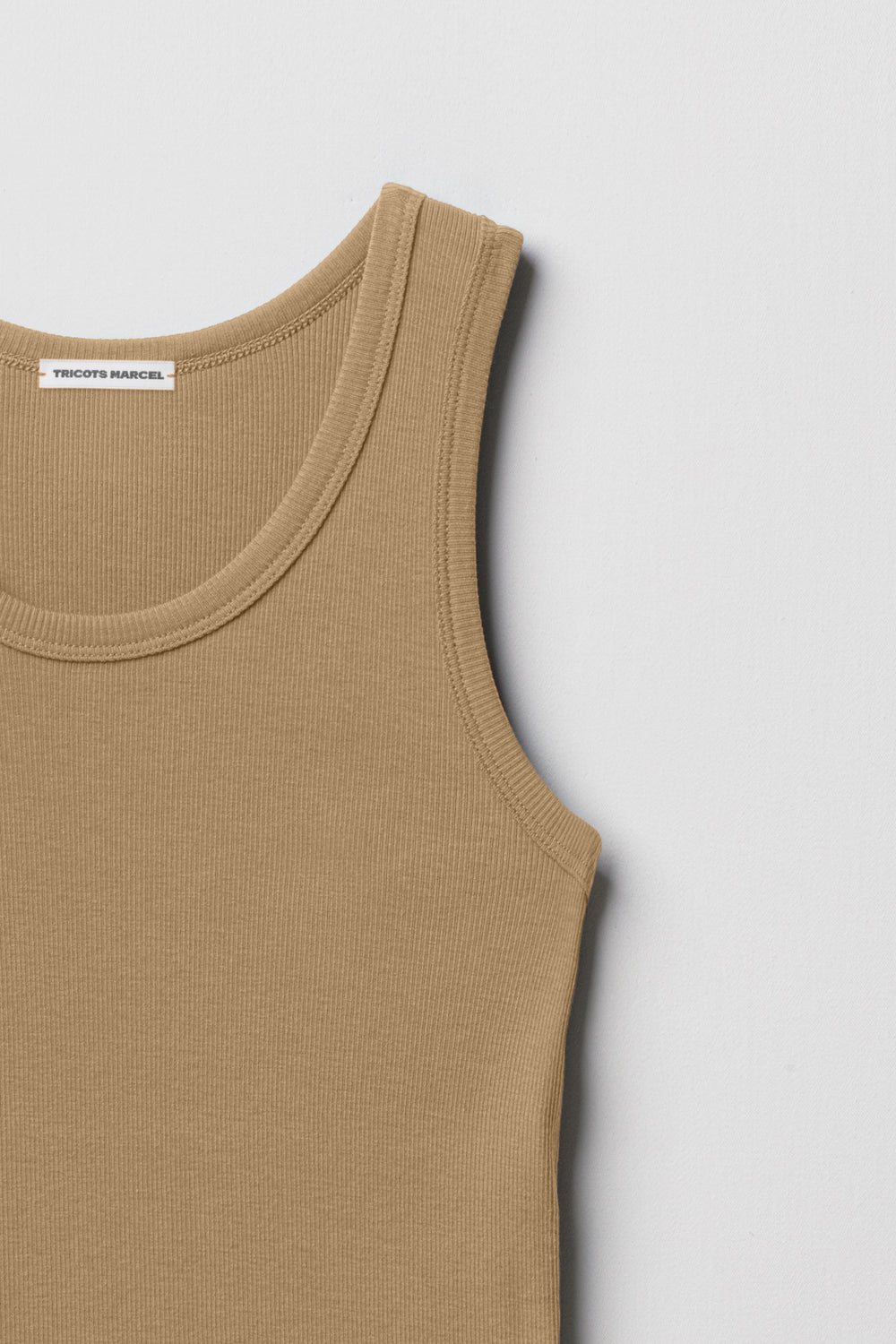 débardeur marcel beige kraft en coton Made in France