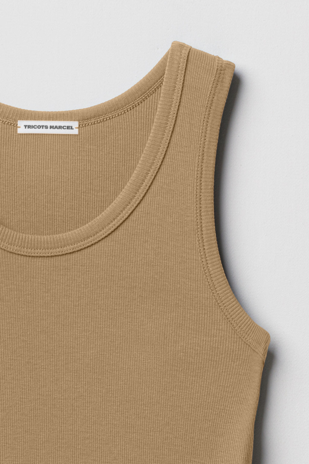 débardeur marcel beige kraft en coton Made in France