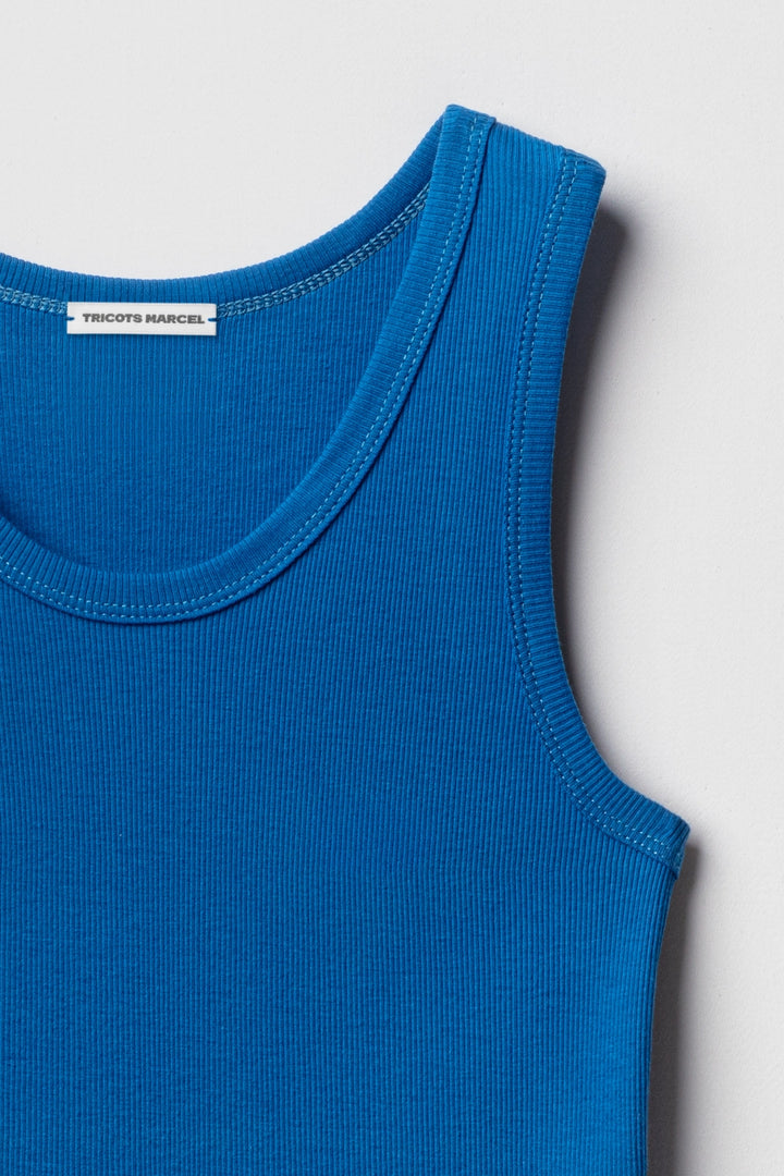 Débardeur Marcel Bleu en coton made  in France