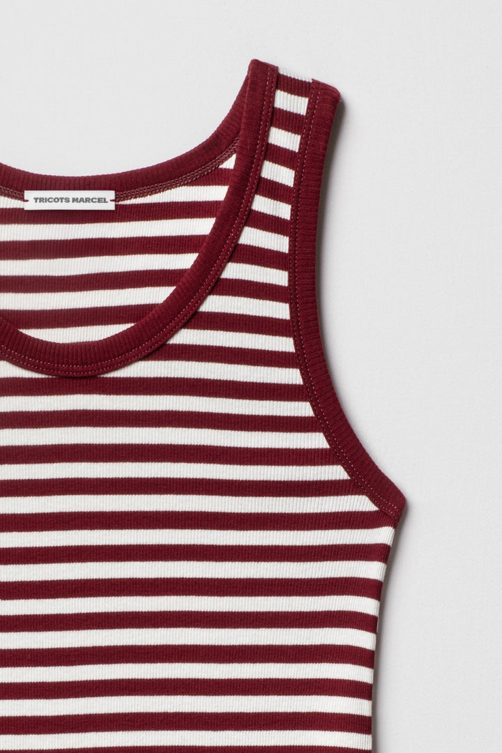 Débardeur Marinière rayé Bordeaux Ecru en coton