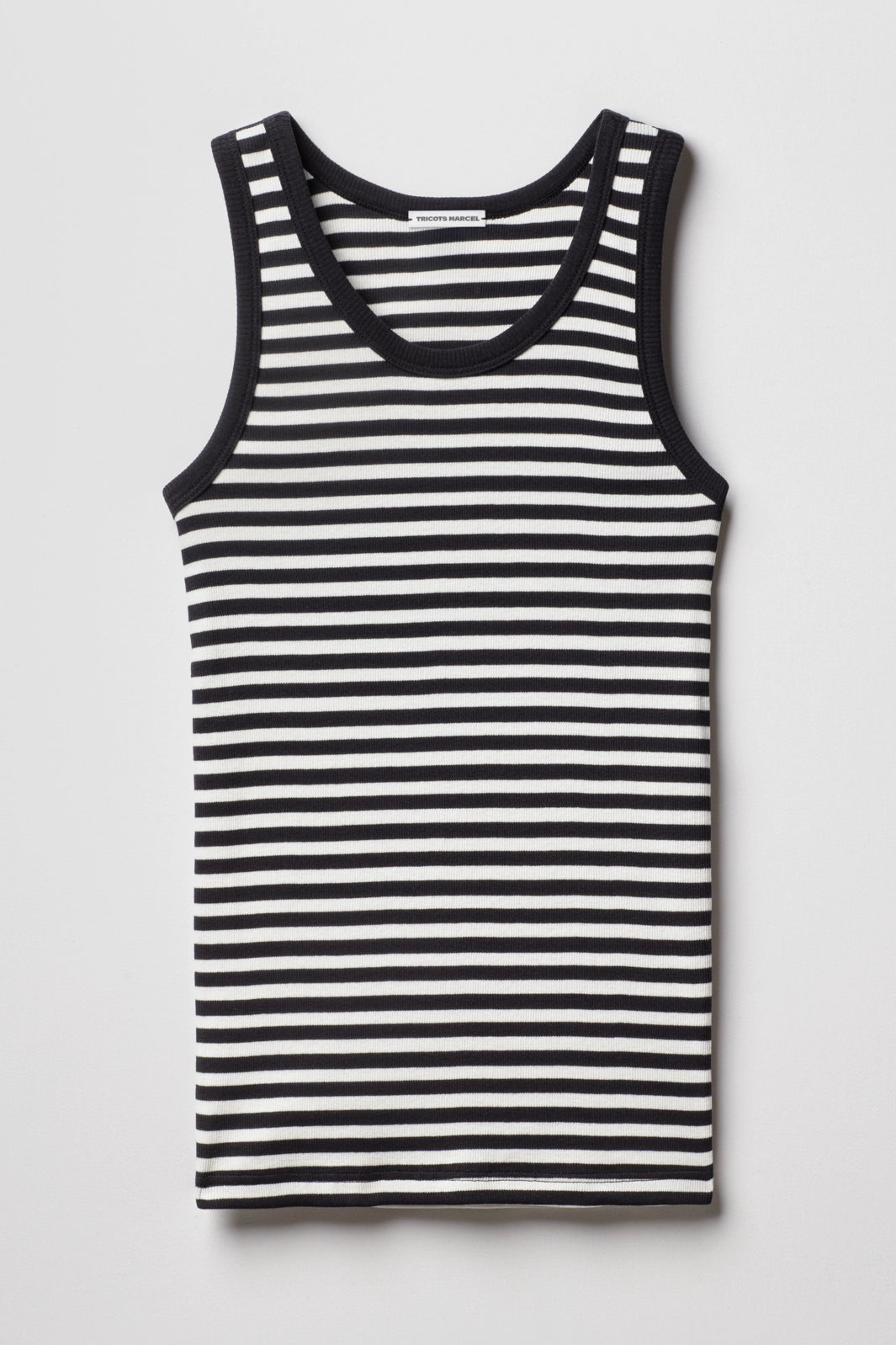 Débardeur Marinière rayé Noir Ecru made in France