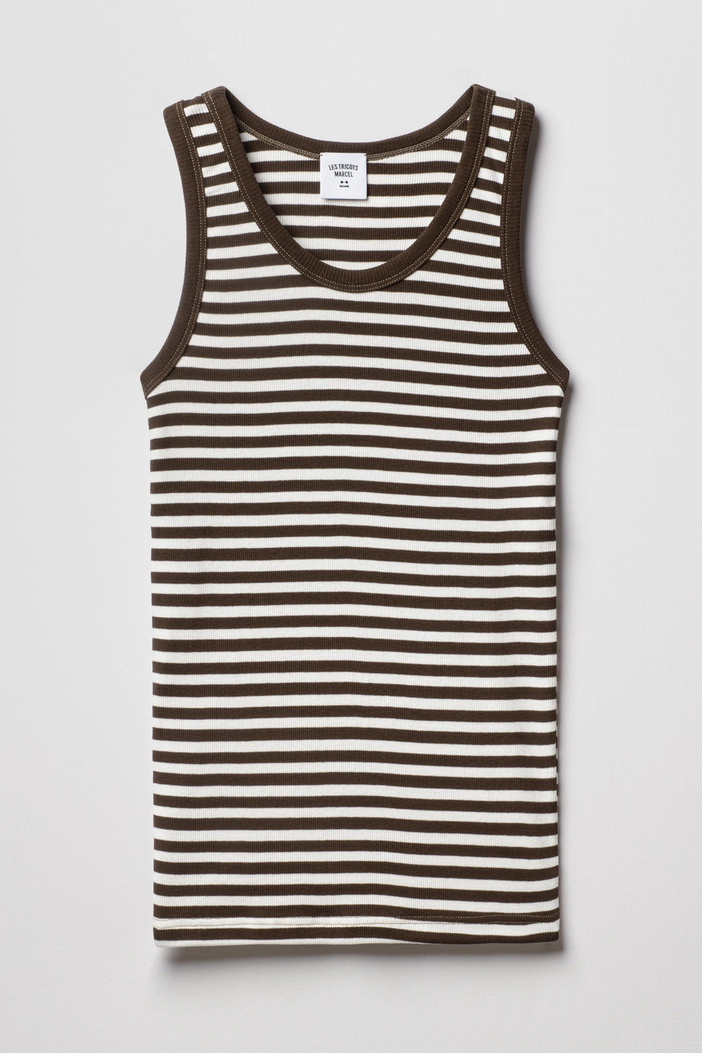Débardeur Marinière rayé Kaki Ecru