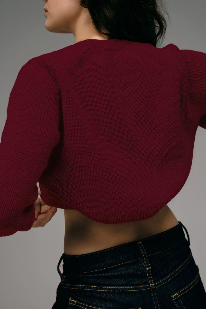 Pull Femme Rouge Rubis en Laine Mérinos Doux et Chaud