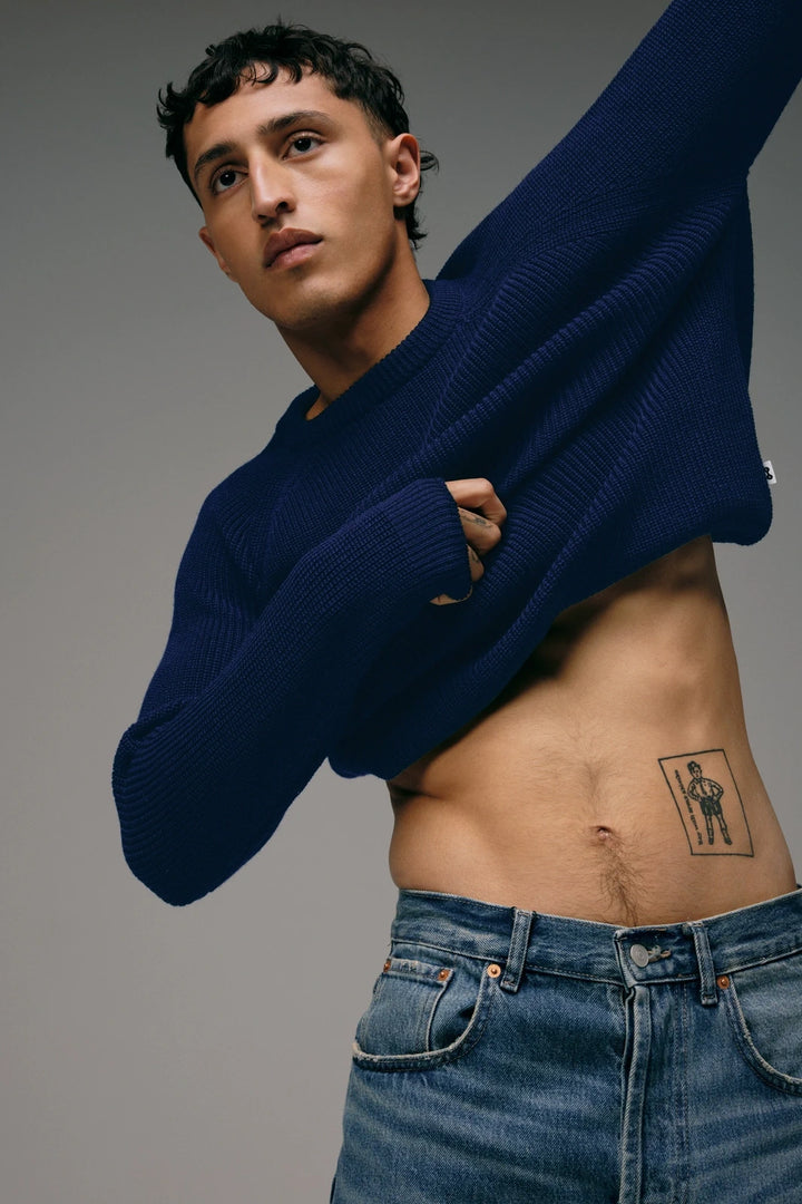 Pull Homme Laine Mérinos - Bleu