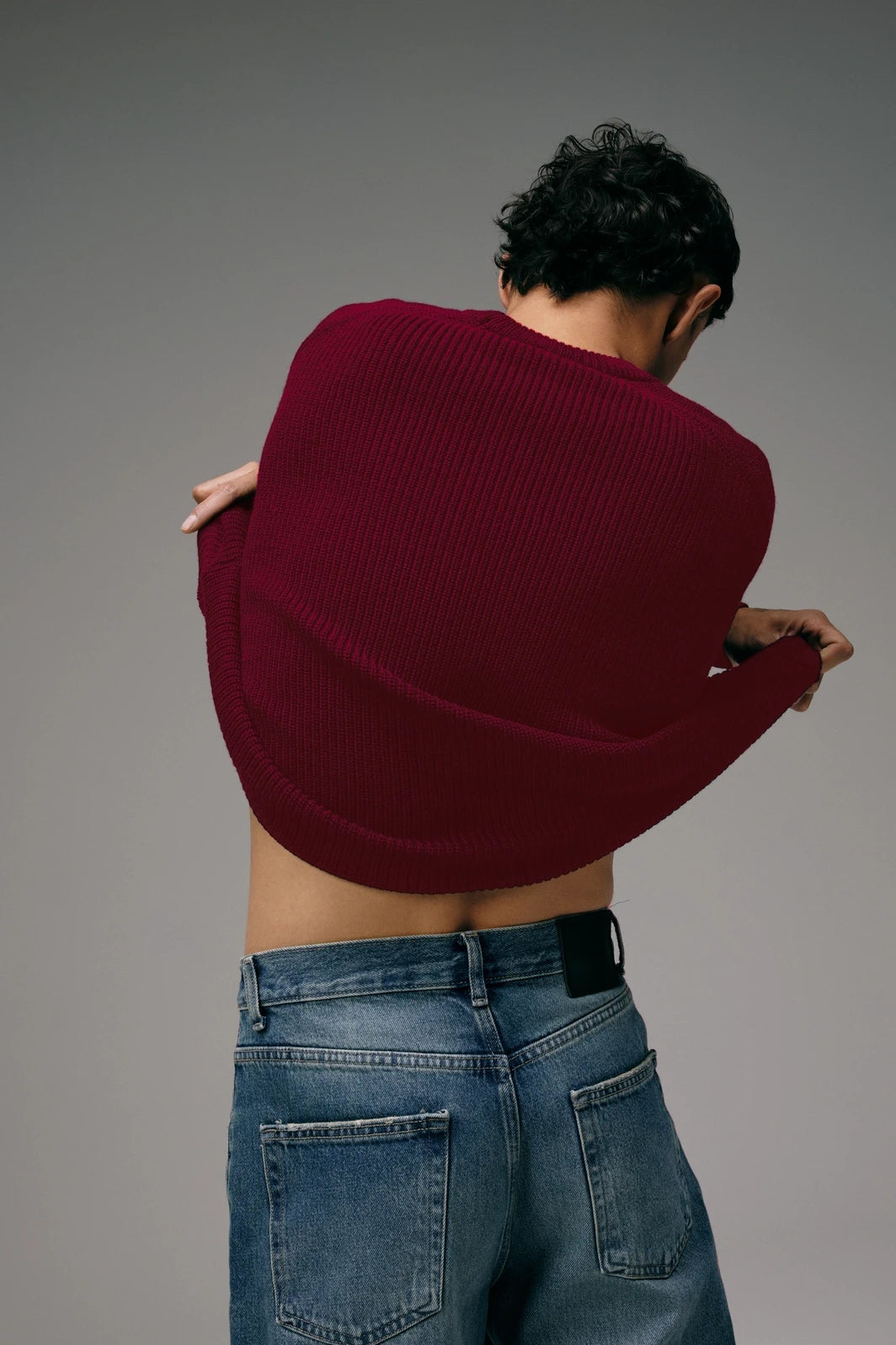 Pull Homme Laine Mérinos - Rouge Rubis