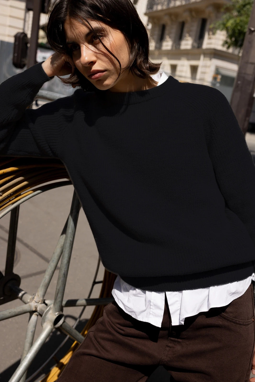 Pull Laine Mérinos Femme Noire