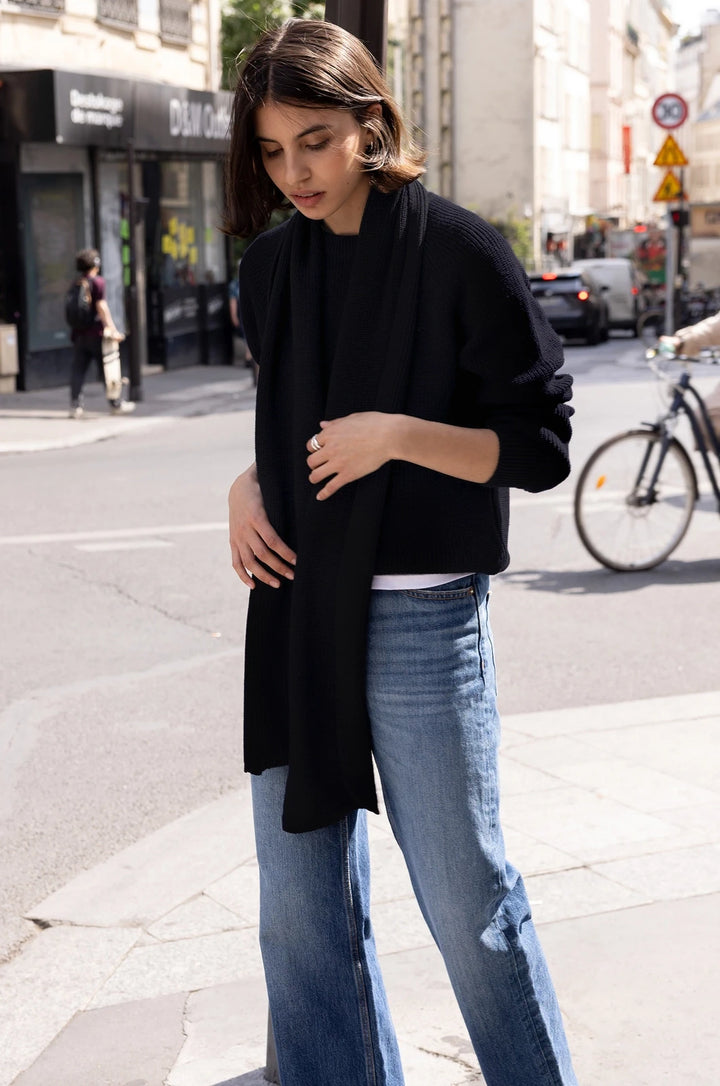 Pull Laine Mérinos Femme Noire