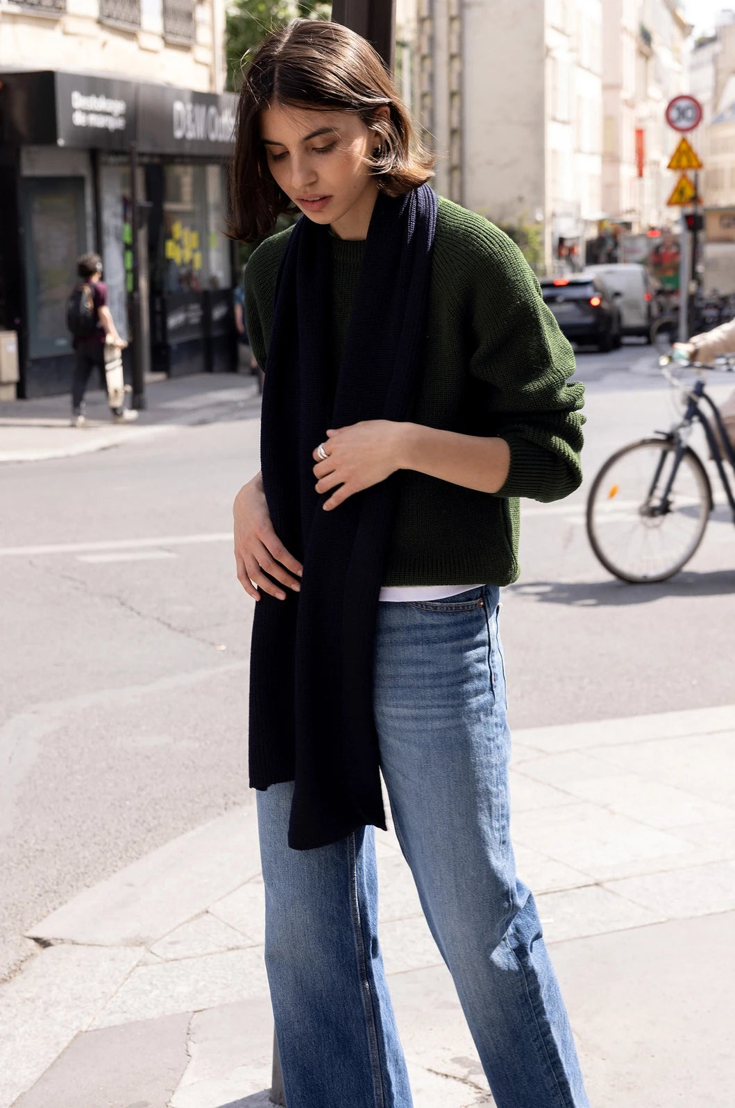 Pull Femme Vert Kaki en laine mérinos