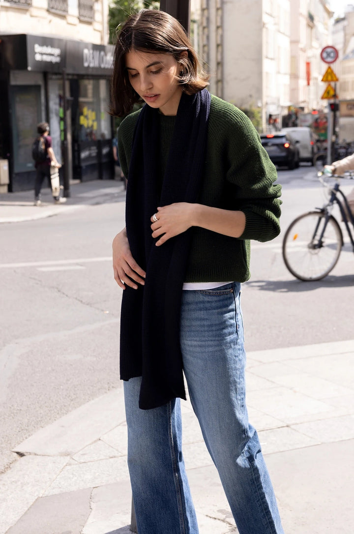 Pull Femme Vert Kaki en laine mérinos