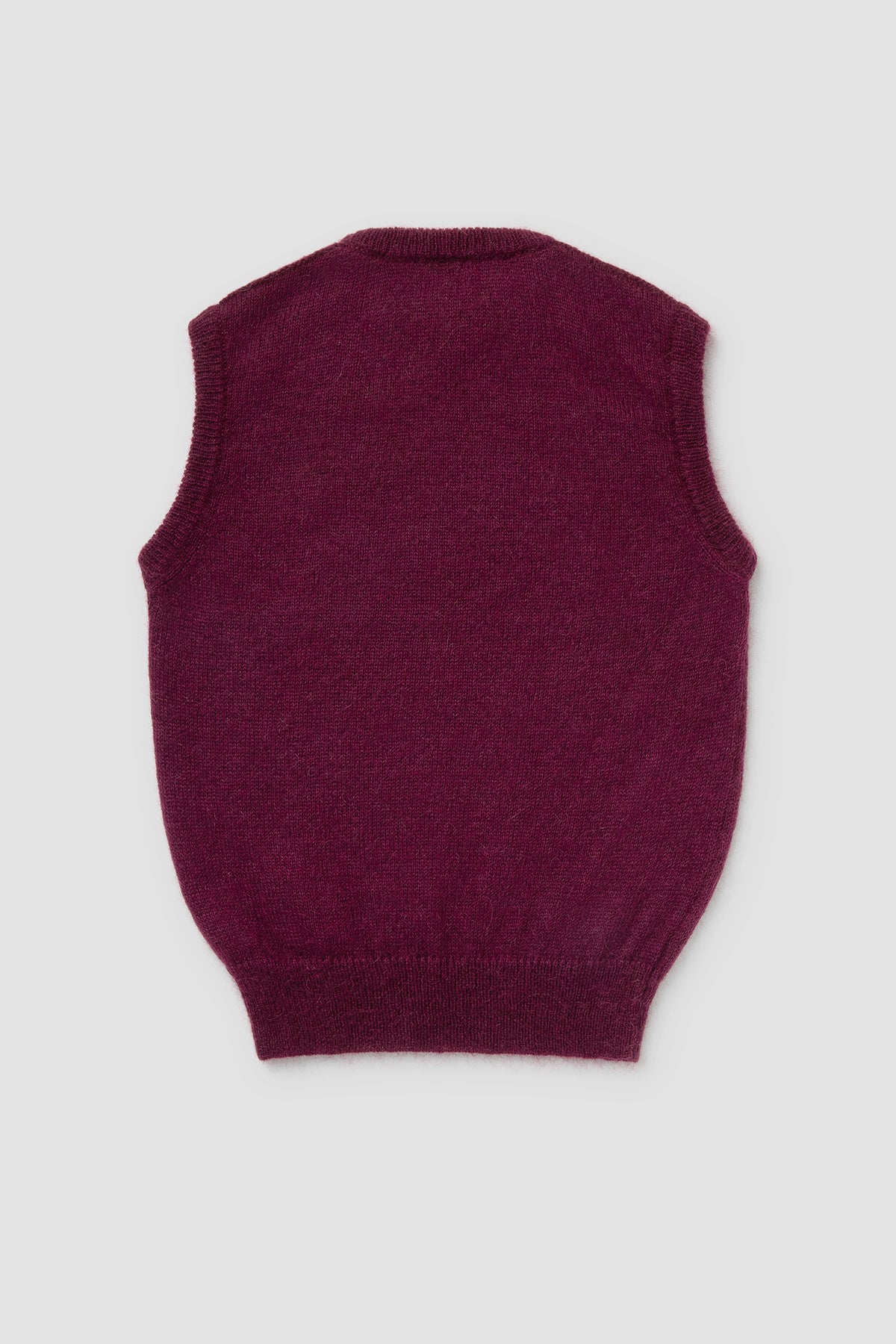 Dos Pull sans manche Bordeaux en Mohair