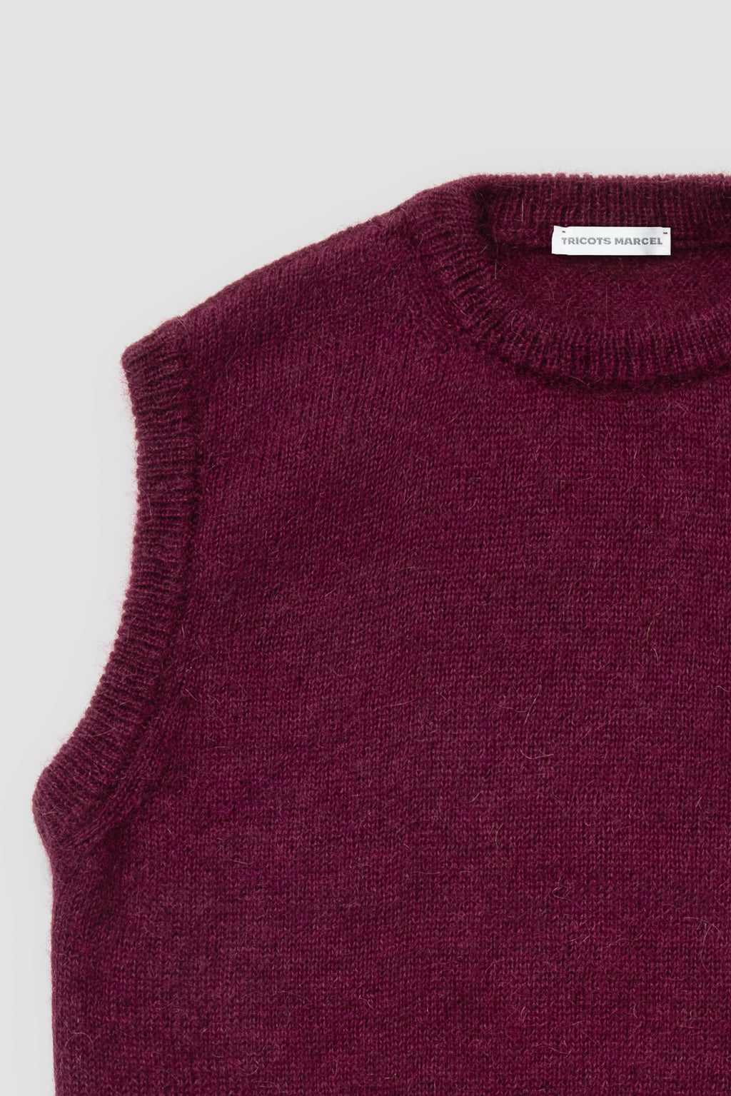 Pull sans manche Bordeaux en Mohair Doux et Chaud 