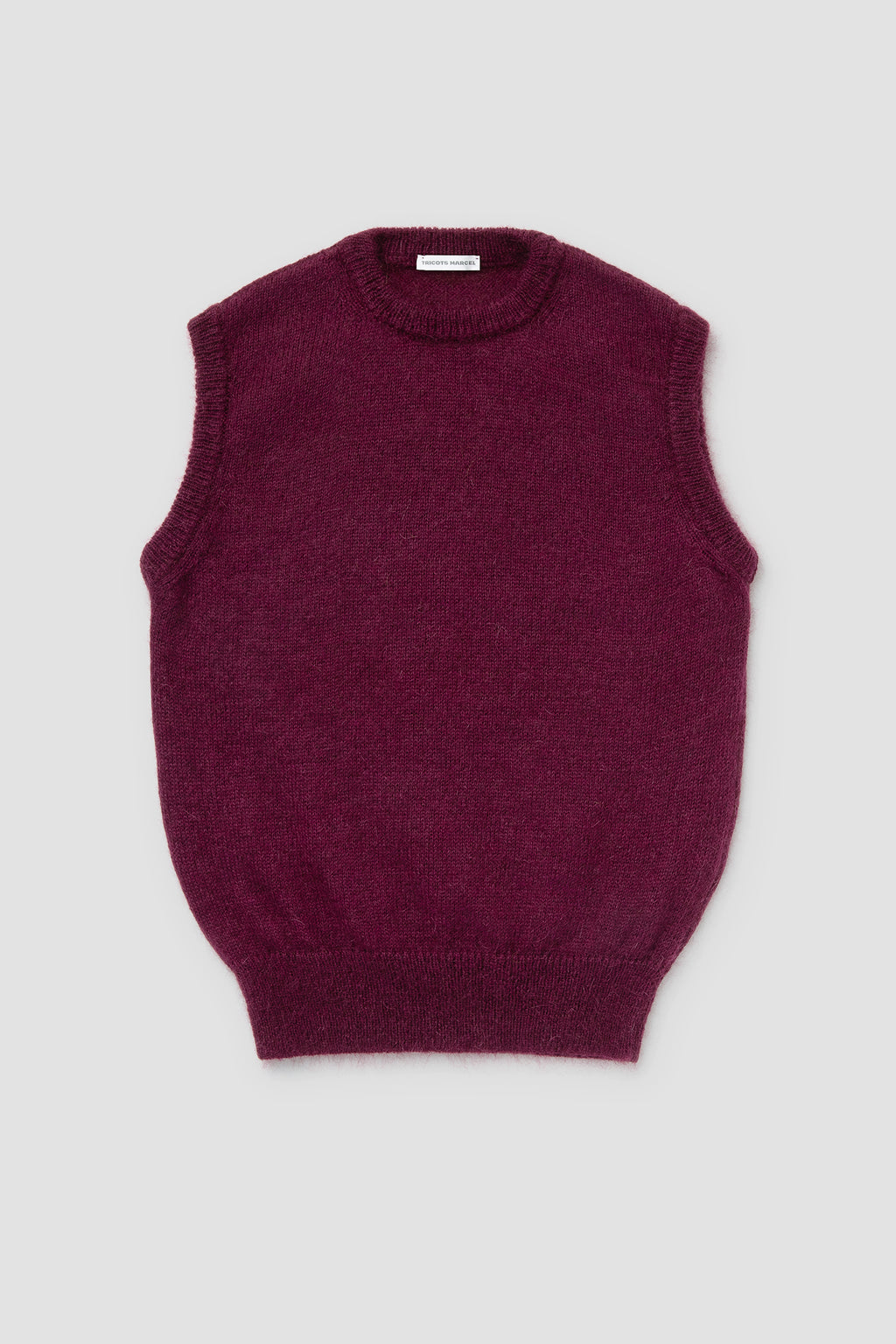 Pull sans manche Bordeaux en Mohair Made in France