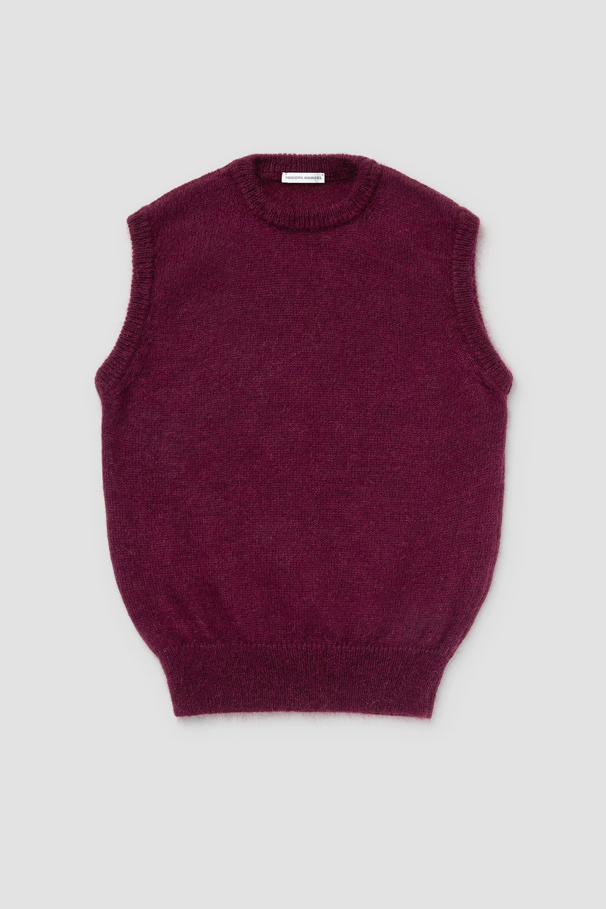 Pull sans manche Bordeaux en Mohair Made in France