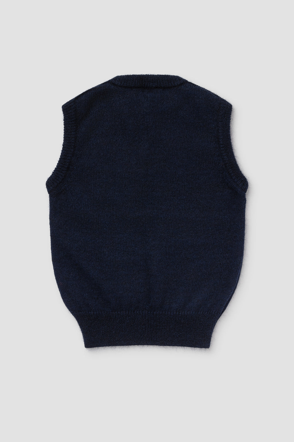 Dos Pull sans manche Bleu Marine en Mohair