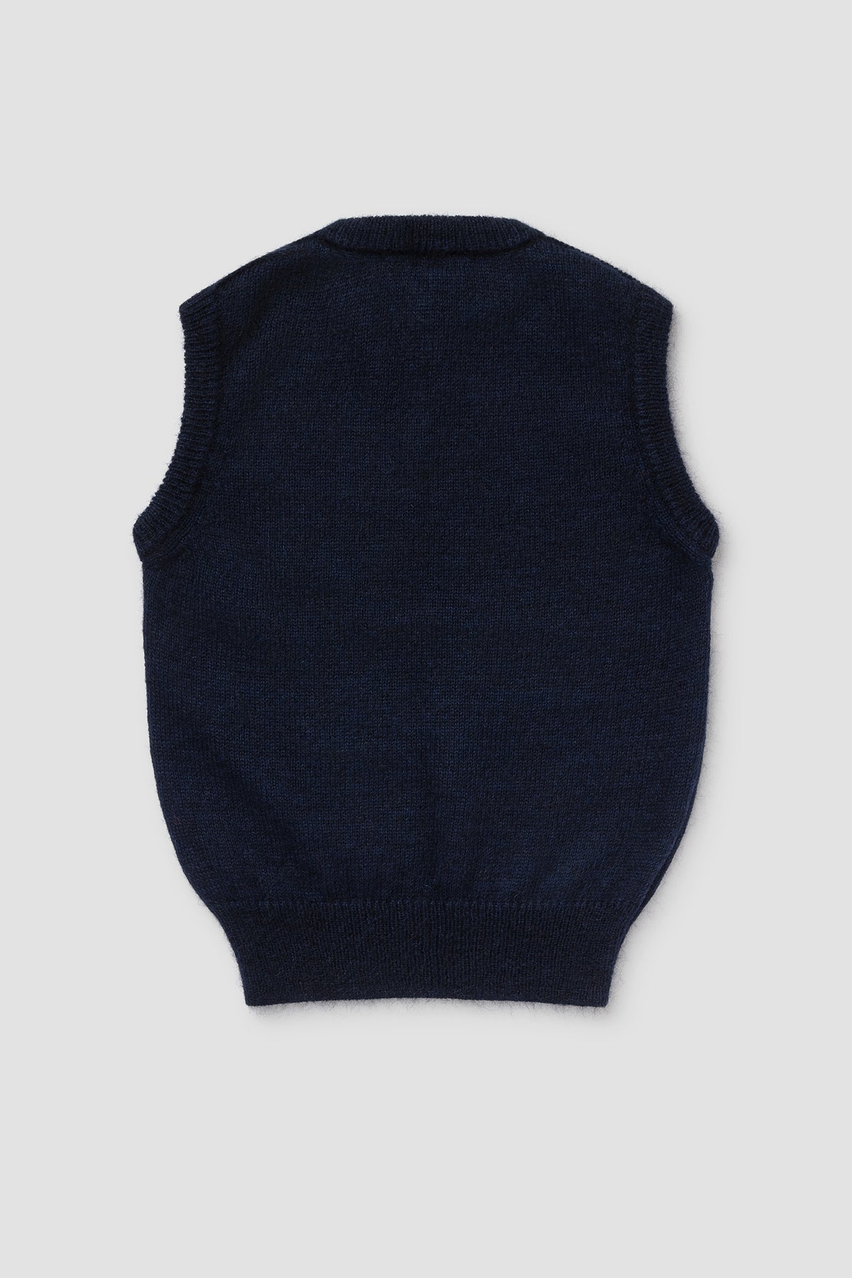 Dos Pull sans manche Bleu Marine en Mohair