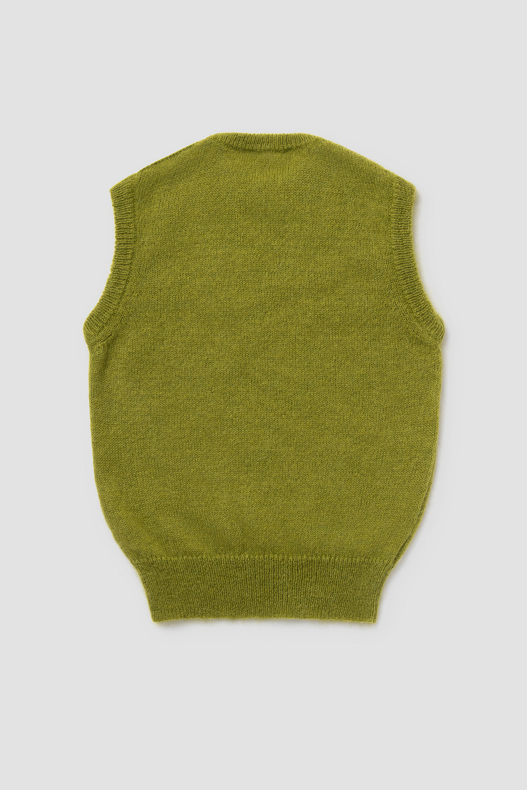 Dos Pull sans manche Vert Mousse en Mohair