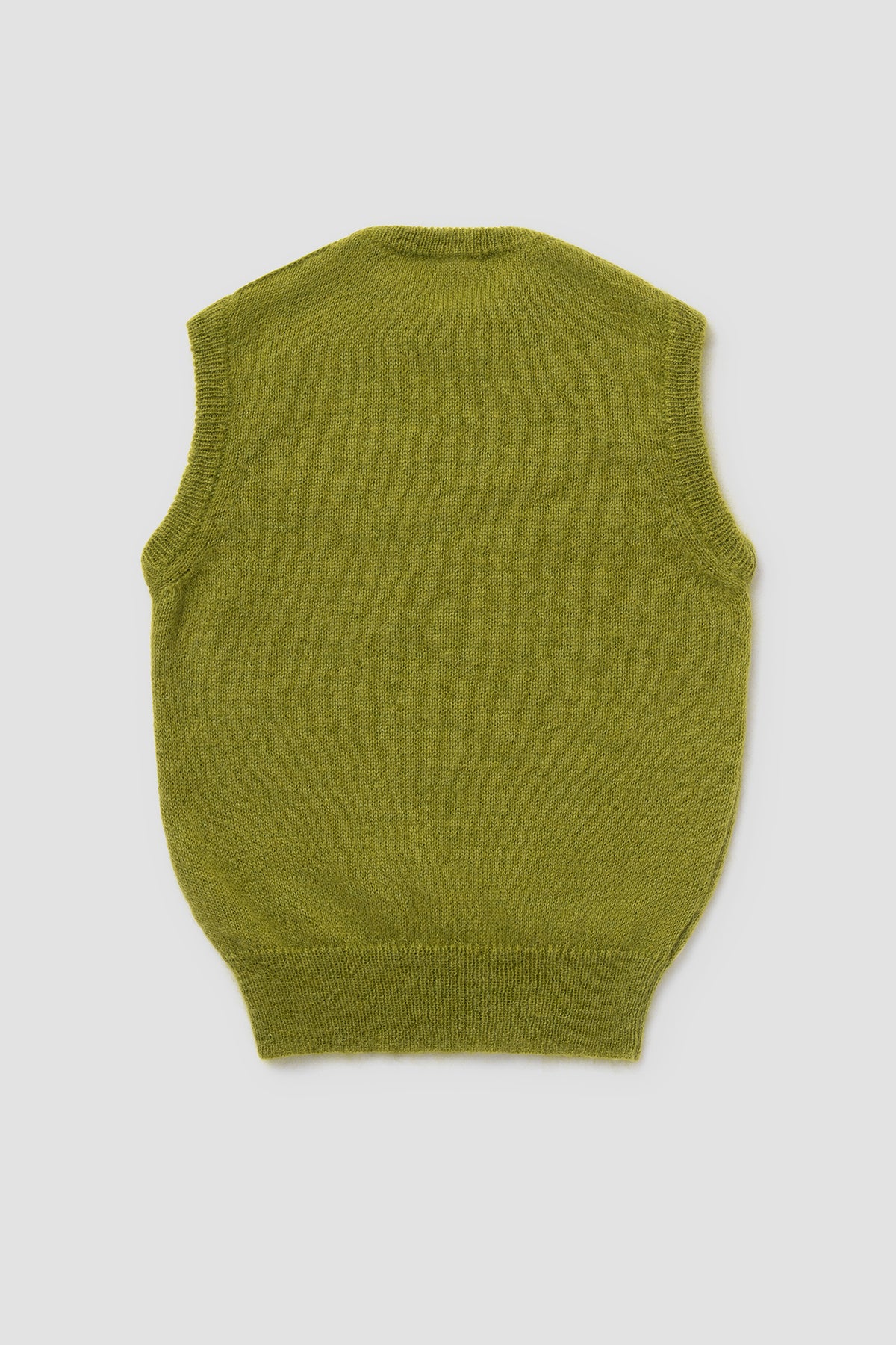 Dos Pull sans manche Vert Mousse en Mohair