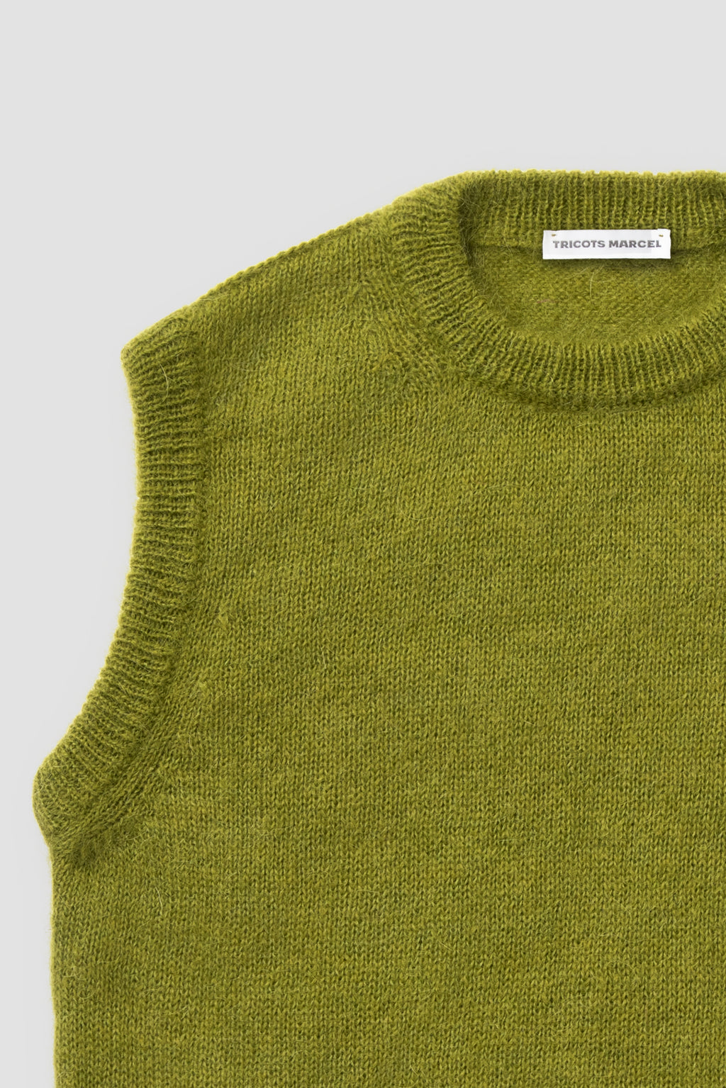 Pull sans manche Vert Mousse en Mohair Doux et Chaud 